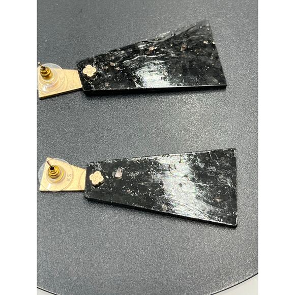 KENDRA SCOTT Collins Black Granite Large Drop Rose Gold Post Earrings - Picture 6 of 8